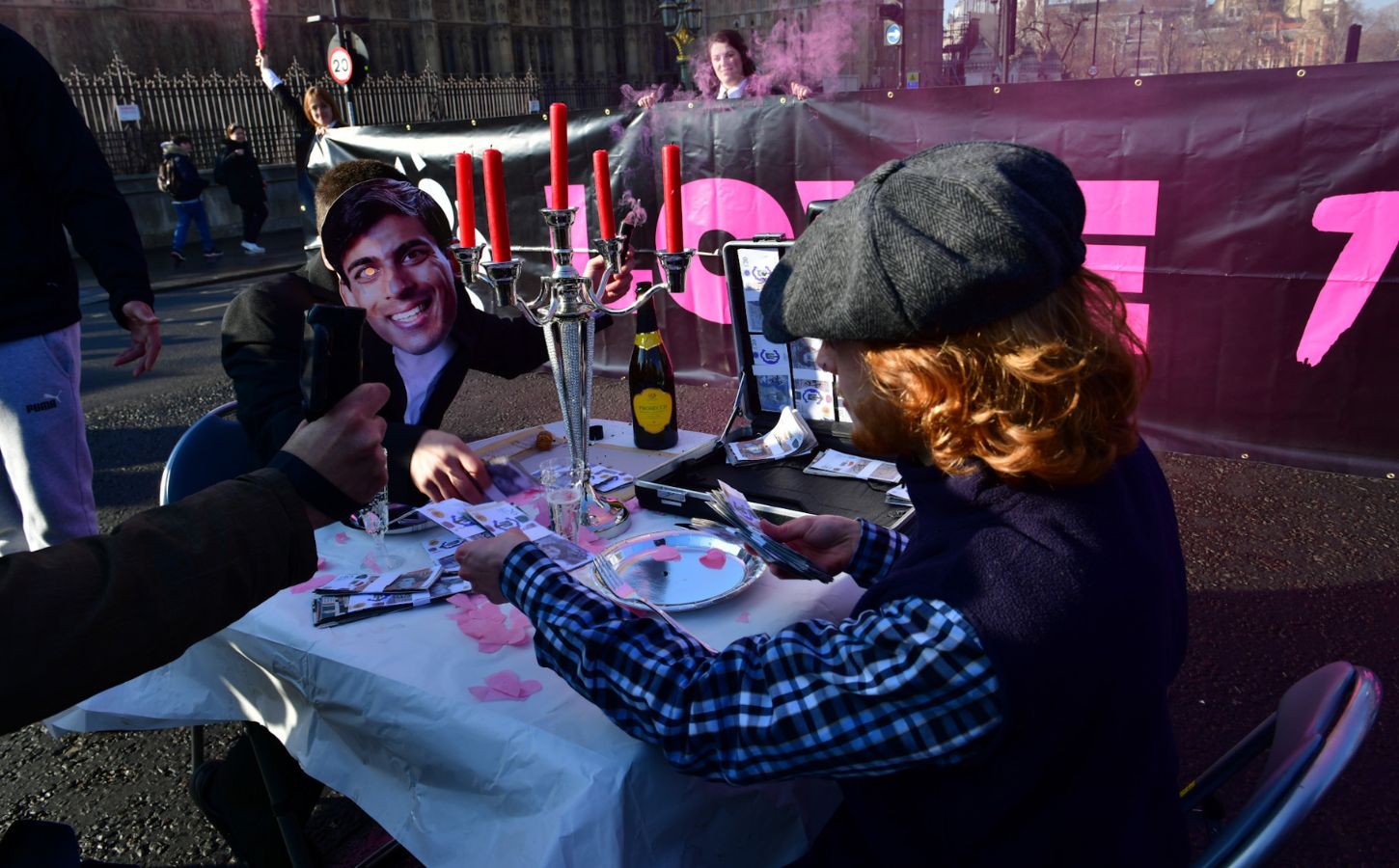 Animal Rebellion protestors staged a Valentine's Day protest in Westminster