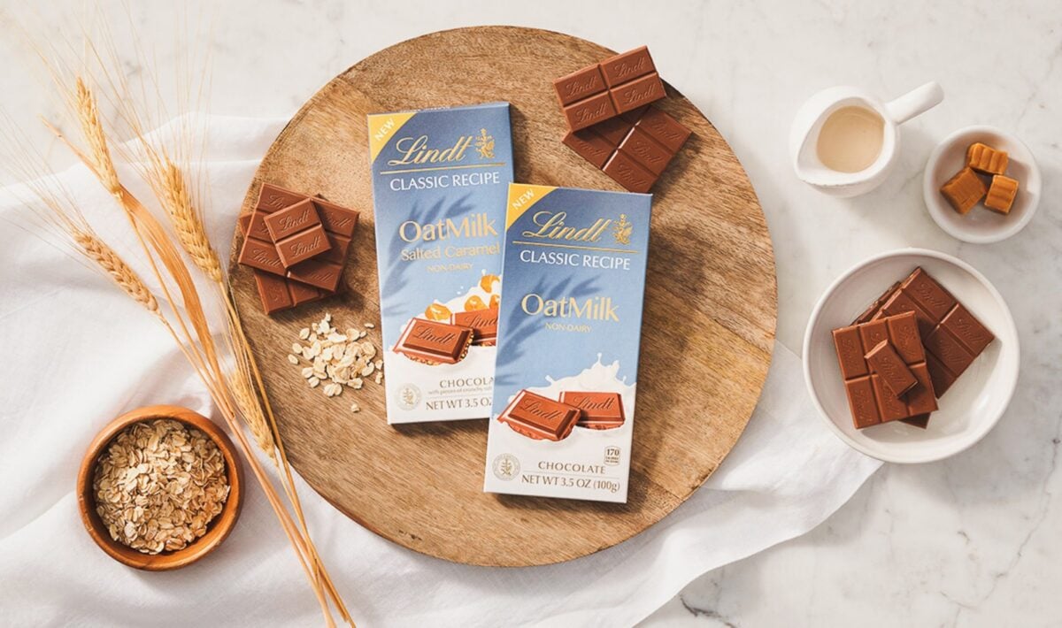 Vegan and dairy-free Lindt bars made from oat milk