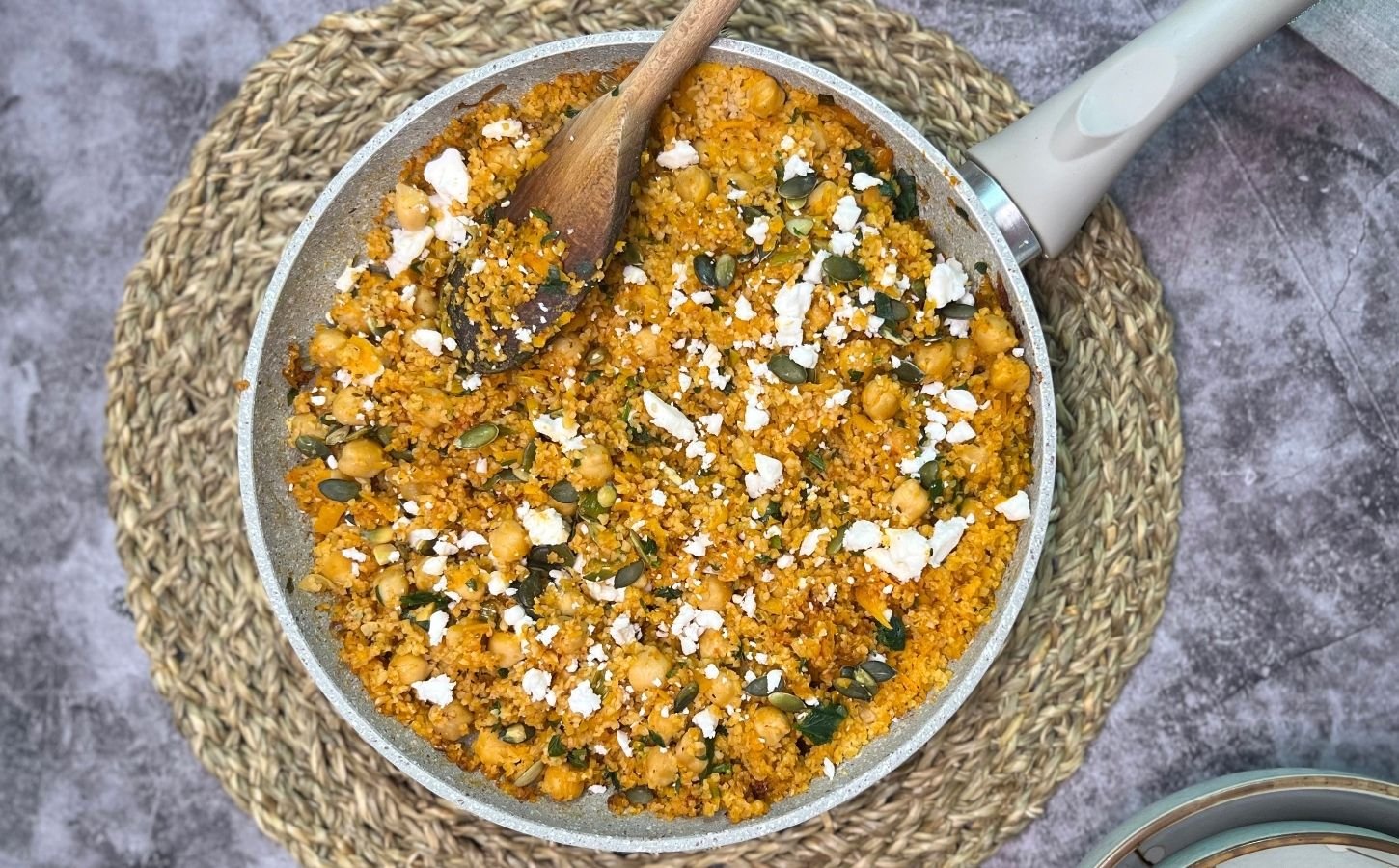 A vegan pumpkin and chickpea pilaf